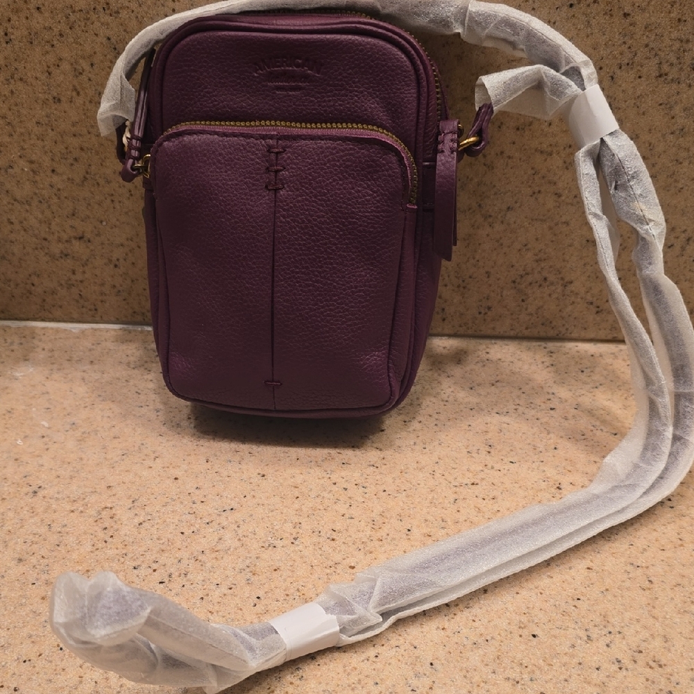 Elegant Purple Leather Messenger Bag